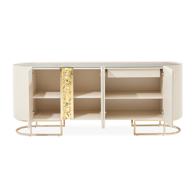 Console Lisbon Reeded - Crème soyeuse matte, Crème