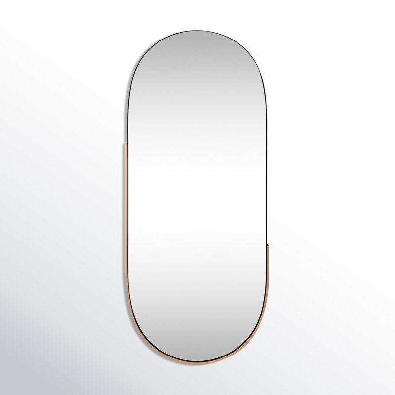 Dante Oval Stainless Steel Beveled Mirror, Stainless Steel