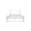Structure de lit double en métal avec tête et pied de lit à motif floral, lit plateforme en acier blanc, aucun sommier nécessaire