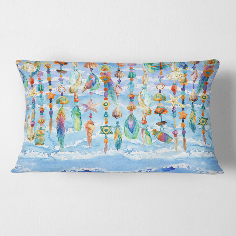 Rectangle, bijoux de coquillage et de perles - coussin décoratif traditionnel
