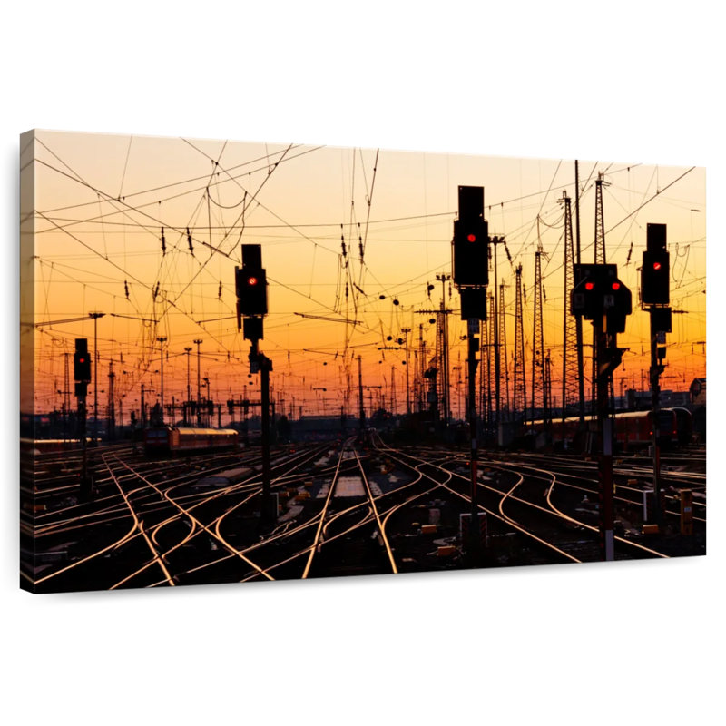 Voie ferrée Lilie au coucher du soleil, H 20 po x l 30 po