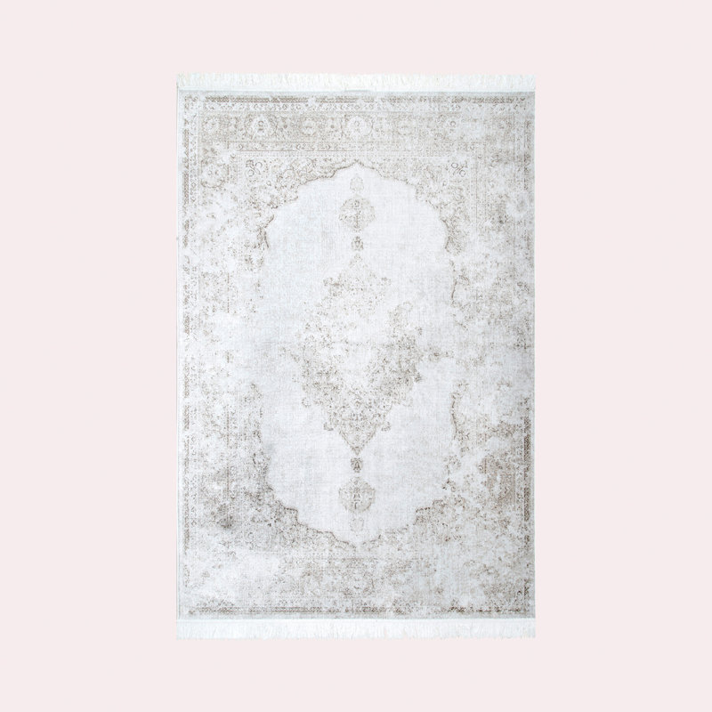 Auxence Choir Medallion Area Rug for Living Room Bedroom Dining Room Kitchen, Ivory/Beige, Rectangle 6' x 9'4"