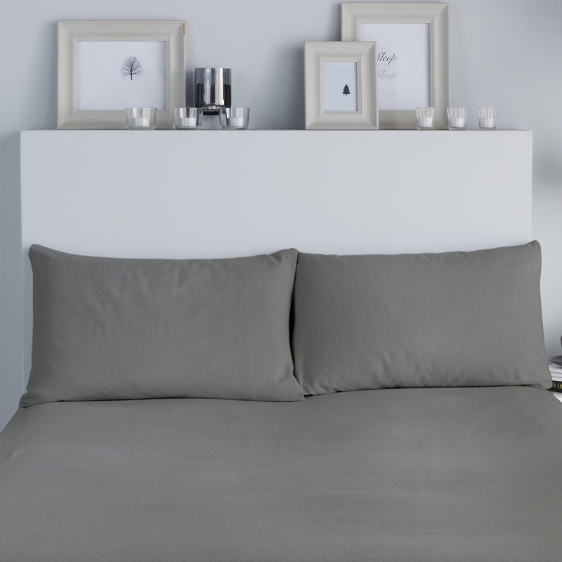 Brushed Bedding 100% Cotton Housewife Pillow Case, Charcoal