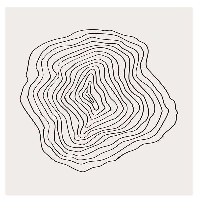 «Abstract Abstract Lines», reproduction d'art moderne sans cadre gris Mid-Century, H 28 po x l 28 po