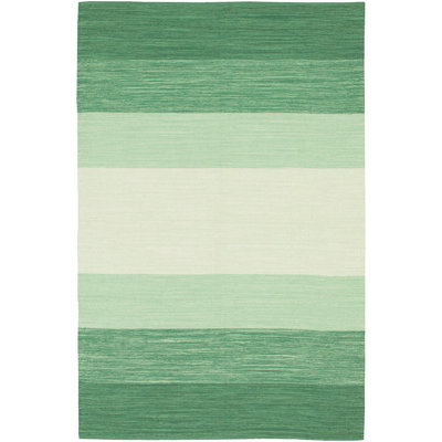 Tapis contemporain tissé à la main Yarira India vert / crème