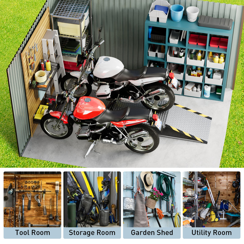 10x12 FT Metal Storage Shed, Waterproof Galvanized Steel Garden Tool Shed with Lockable Door, Vents & Sloped Roof for Outdoor Backyard Patio