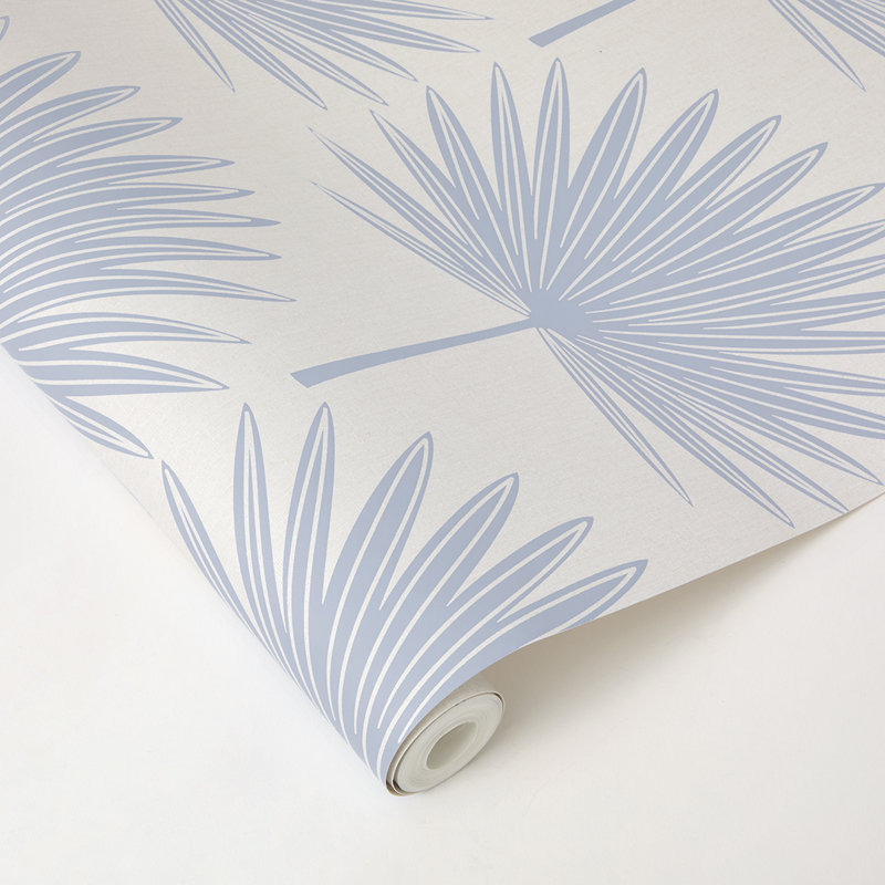 Papier peint estampé Palm, Bleu