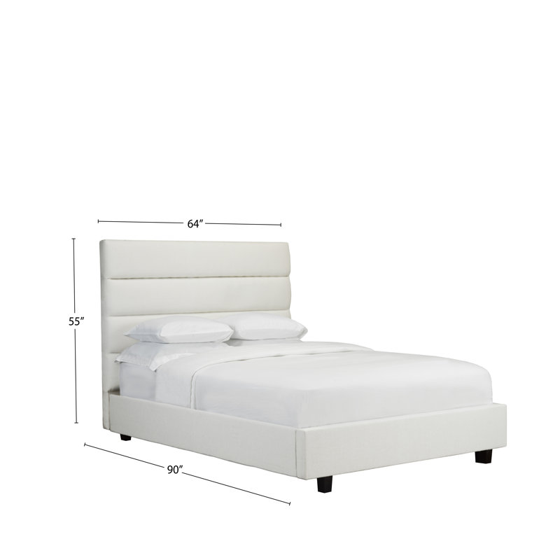 Lit plateforme tapissier capitonné Straughter, Grand, Cuir - Blanc