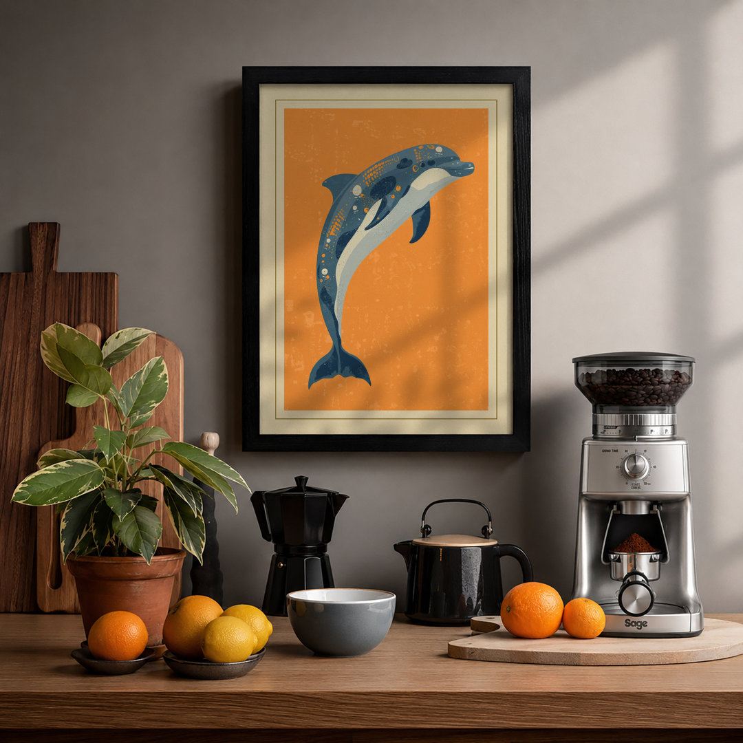 Leaping Dolphin Coastal - Framed Print