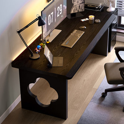 Bureau rectangulaire en bois massif noir