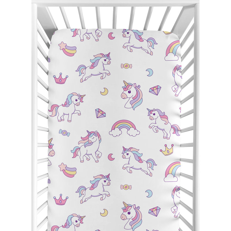 Drap-housse pour lit de bébé Rainbow Unicorns