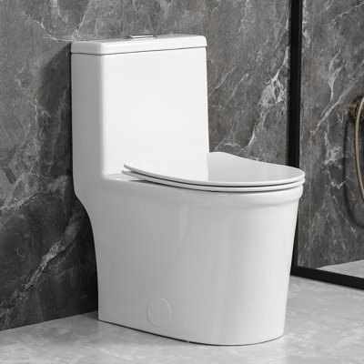 Toilette ronde monobloc compacte à double chasse (siège inclus)