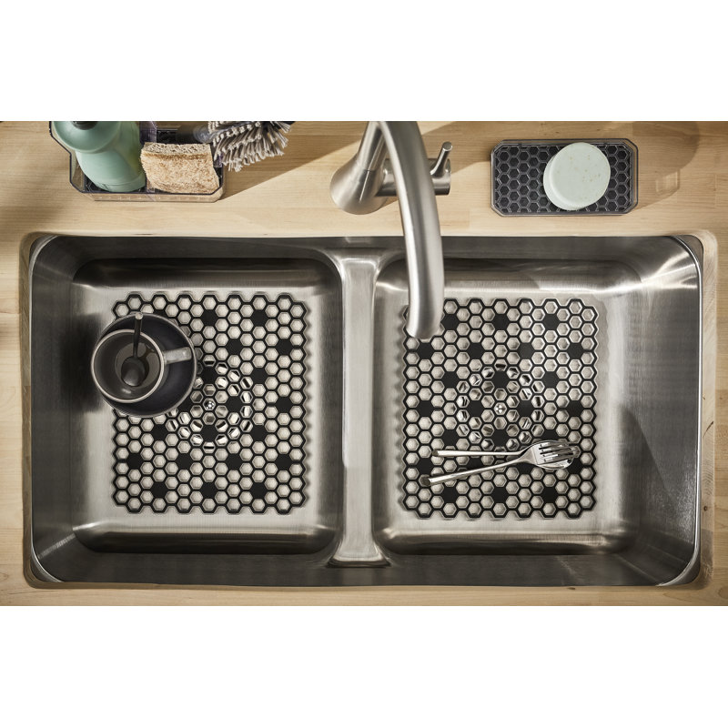 Plateau de drainage en plastique anti-dérapant HEXA, gris, H 0,5 po x l 12 po x P 10,5 po
