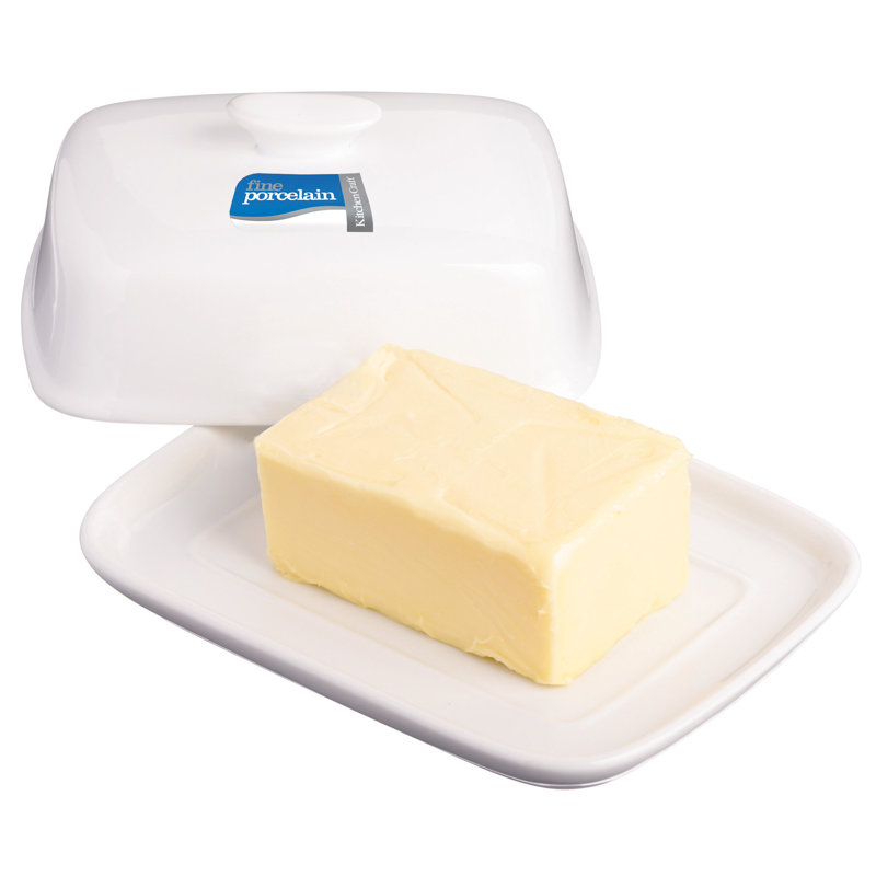KitchenCraft White Porcelain Covered Butter Dish