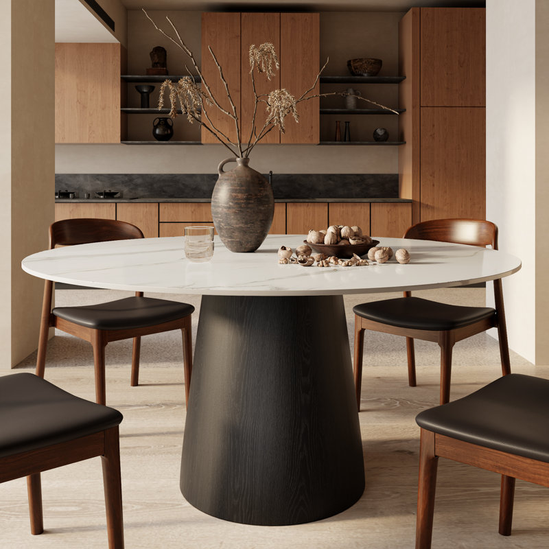 Table de salle à manger moderne moderne Mid-Century 4/6/8, Blanc / gris, H 29,52 po x l 53,15 po x P 53,15 po