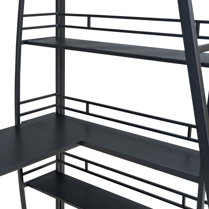 Ardelia Loft Bed with Desk, Bookcase and Charging Station, Black, Full