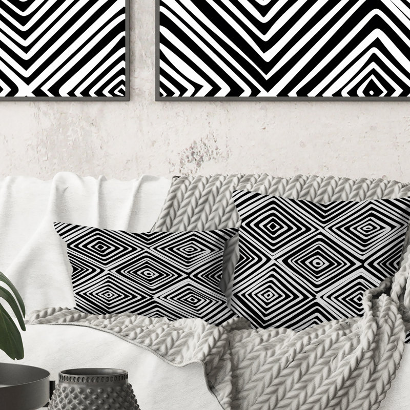 Coussin noir Modern Maze II - Modern