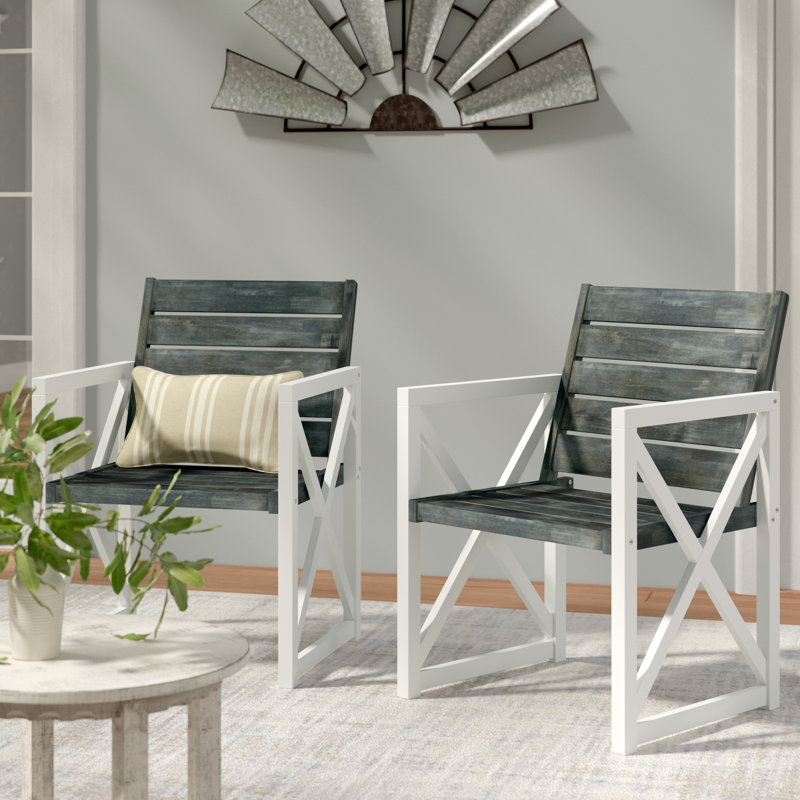 Fauteuil de patio Aguayo, Blanc/gris