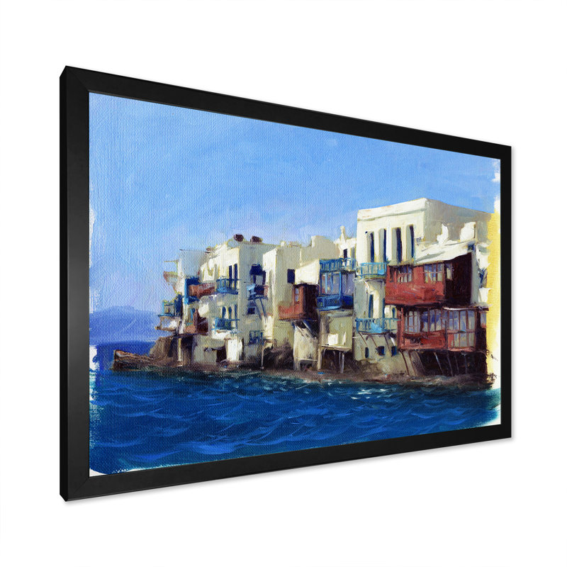 «Arab House On Méditerranée Ocean», reproduction sur toile flottante, Cadre noir, H 8 po x l 12 po x P 1 po