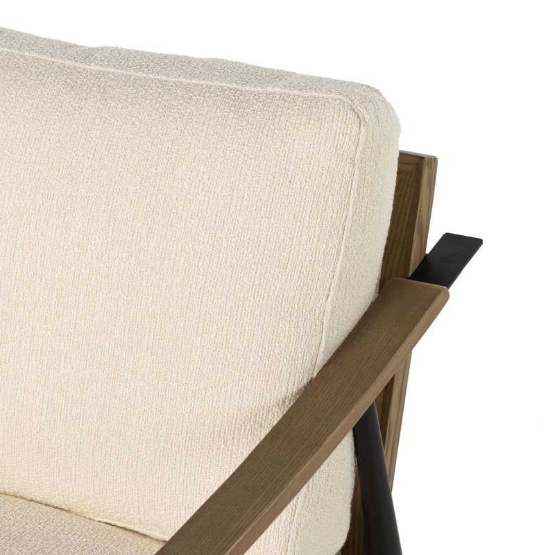 Fauteuil club Paralimni, Mélange de polyester ivoire Kerbey