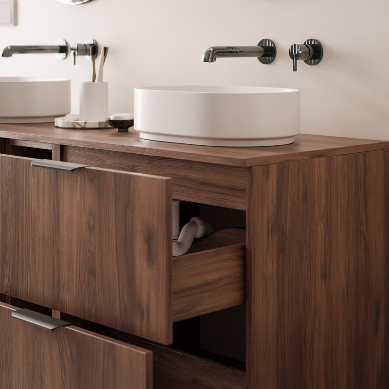 ROSA 140 cm Bathroom Cabinet with Shelf and Countertop, Warmia Walnut