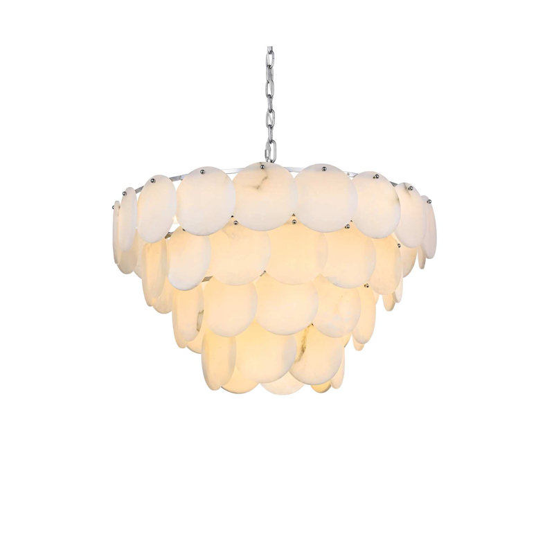 Lustre en albâtre 30 pouces Idamay, Chrome chrome