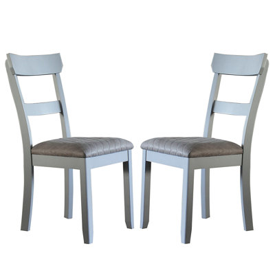 Set Of 2 Dining Chairs With Two Tone Upholstered Seat Cushion