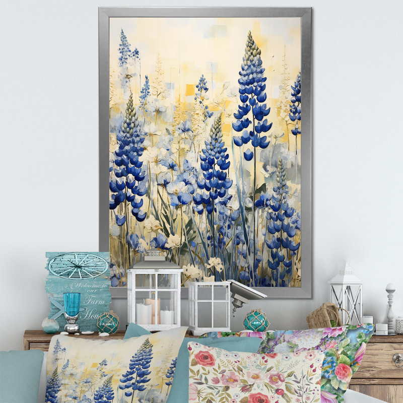 " Magical Blue Bonnets Meadows III ", Silver, 40" H x 30" W x 1.5" D
