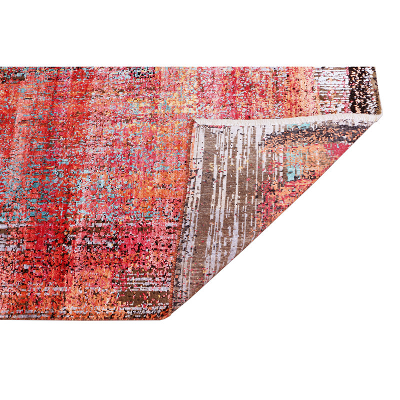Hand Knotted Area Rug in Red/Brown, Rectangle 10' x 14'