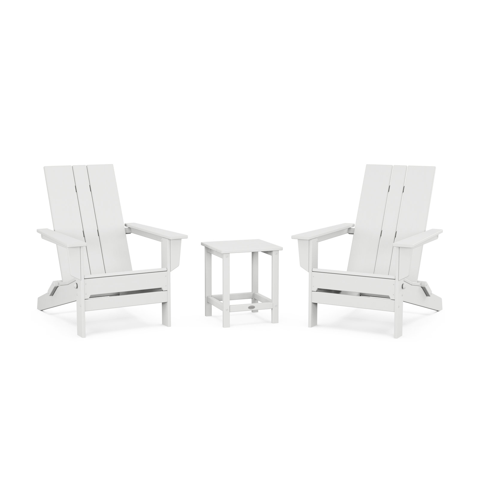 Foldable Outdoor Adirondack Chair With Table, White