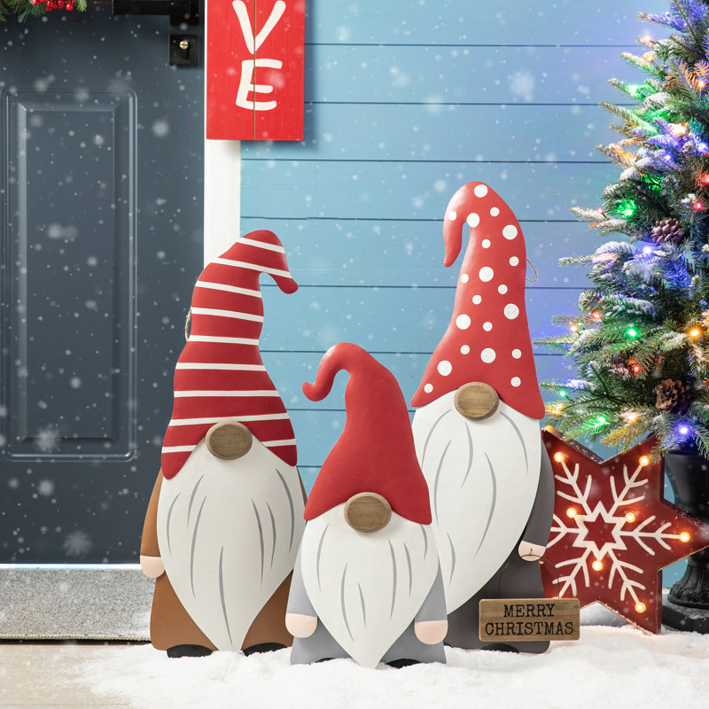 Ensemble de 3 piquets de Noël en métal