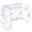Lit mezzanine double en bois avec bureau intégré et tablettes