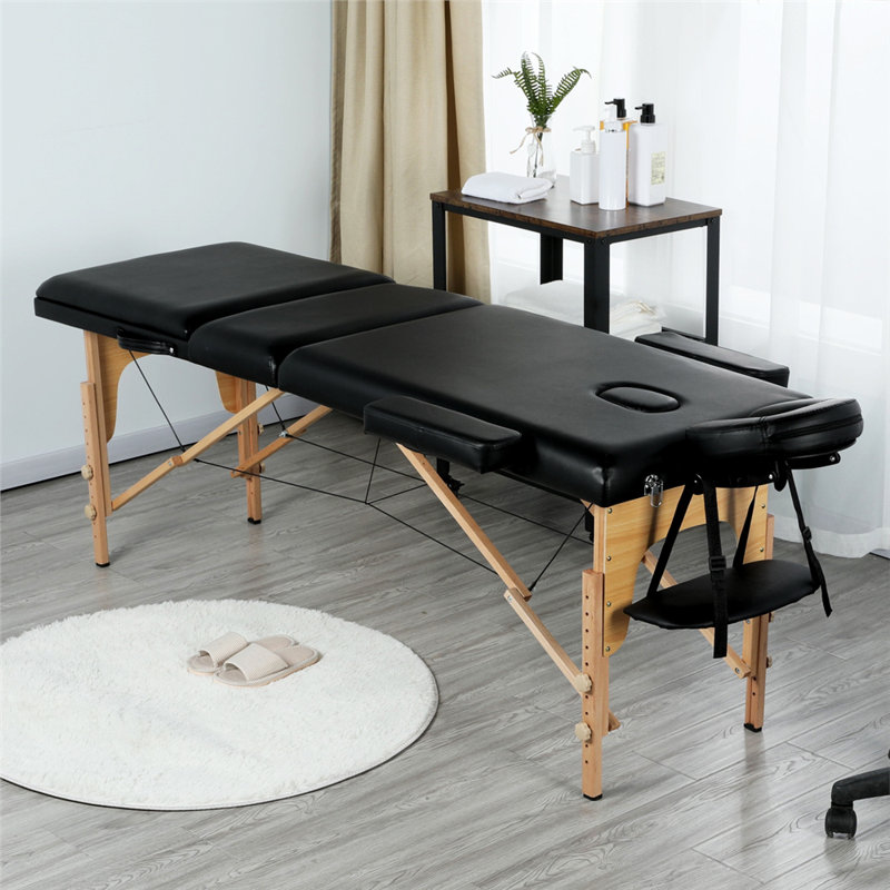 Table pliante portative 83,9 po, Similicuir noir