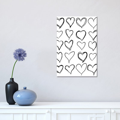 Hearts 1 Piece Wrapped Canvas Wall Art