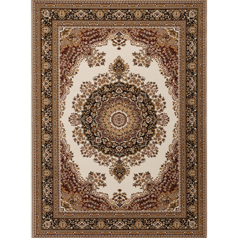 Multi Medallion Area Rug In 24 In. X 36 Size, Classic Ornate Design, 100% Polypropylene With Jute Backing, Stain , High Traffic Decor Rug, In., Traditional Good For Entryways