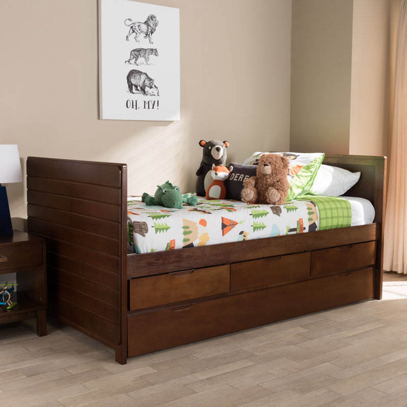 Keighly Daybed with Trundle Bed, Walnut Brown