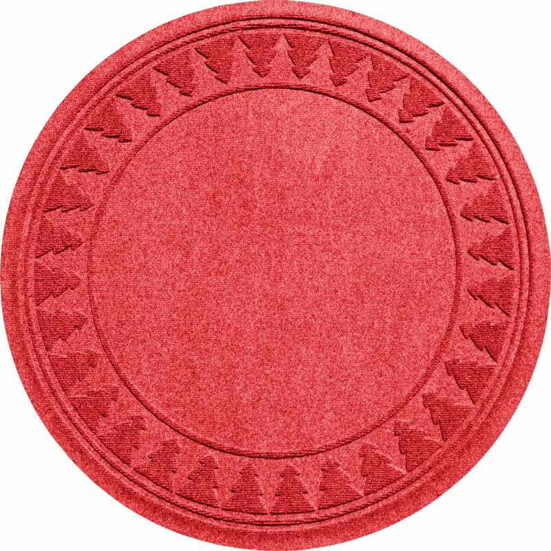Red Pine Tree Round Christmas Tree Skirt with Rubber Backing