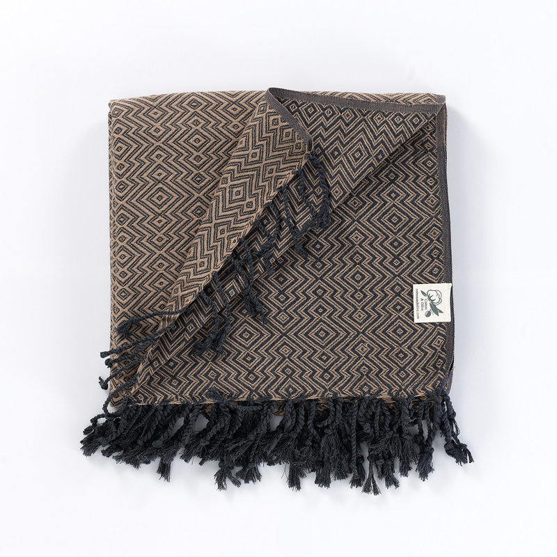 Cotton and Olive Throw, Taupe