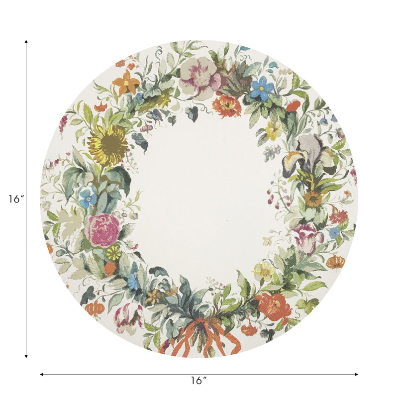 Wreath Flowers Pebble 16" Vinyl Placemat, Gold