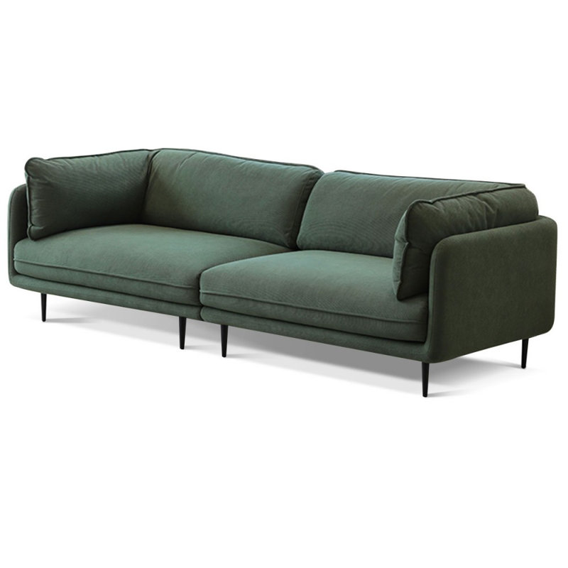Coussin en velours côtelé vert, H 33,46 po x l 98,43 po x P 37,40 po