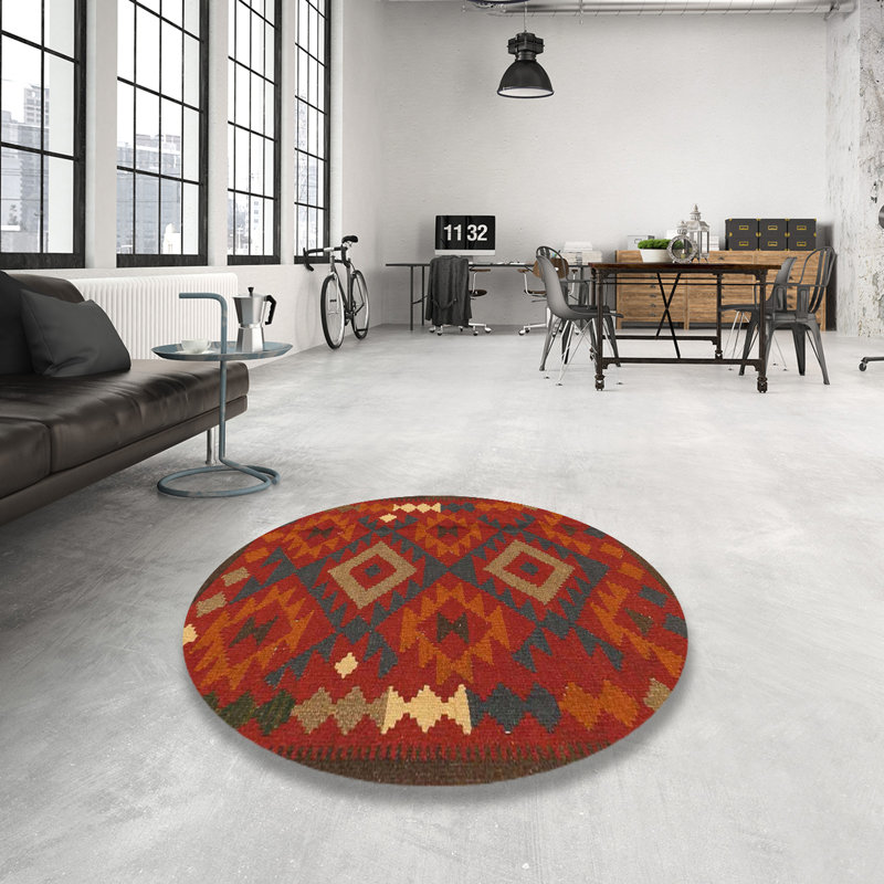 Tapis oriental rouge / brun, Rond 8 pi