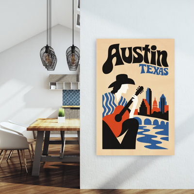 Austin Texas Music City Retro Vintage Abstract City Wall Art Print