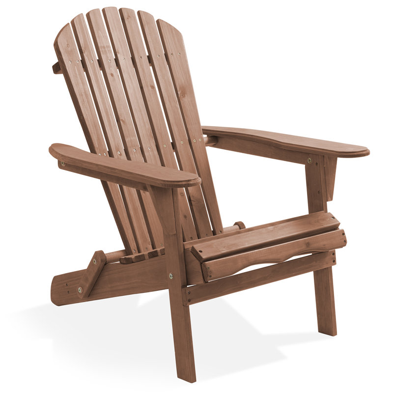 Folding Wooden Adirondack Chair, Pre-Assembled Backrest, Espresso