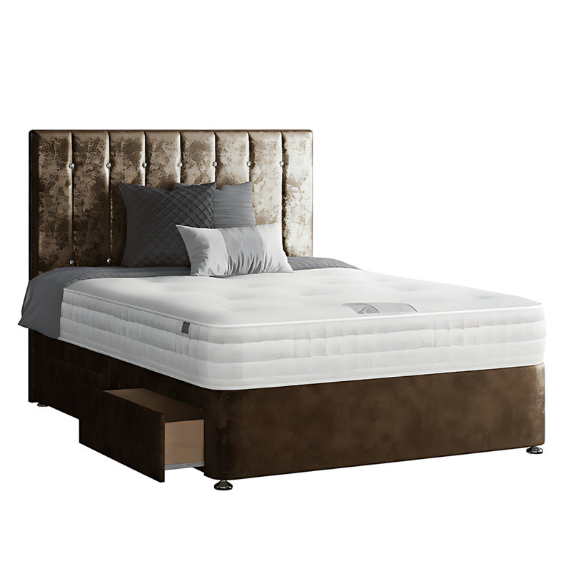 New Fairfield Upholstered Divan Bed, Single (3'), Truffle, 2 Left Drawers