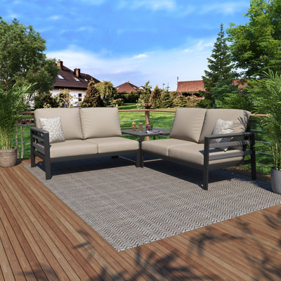 Townsend Outdoor 4 Person Sectional Seating Group With Sunbrella Cushions