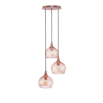 Adkins Plexus 3 Light Cord Hung Cluster Pendalier With Smoke Antique Bulbs