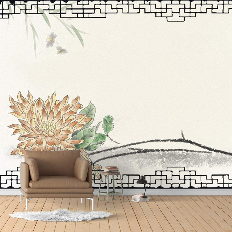 Chinesewm Peel & Stick Floral Border, 66" L x 96" W