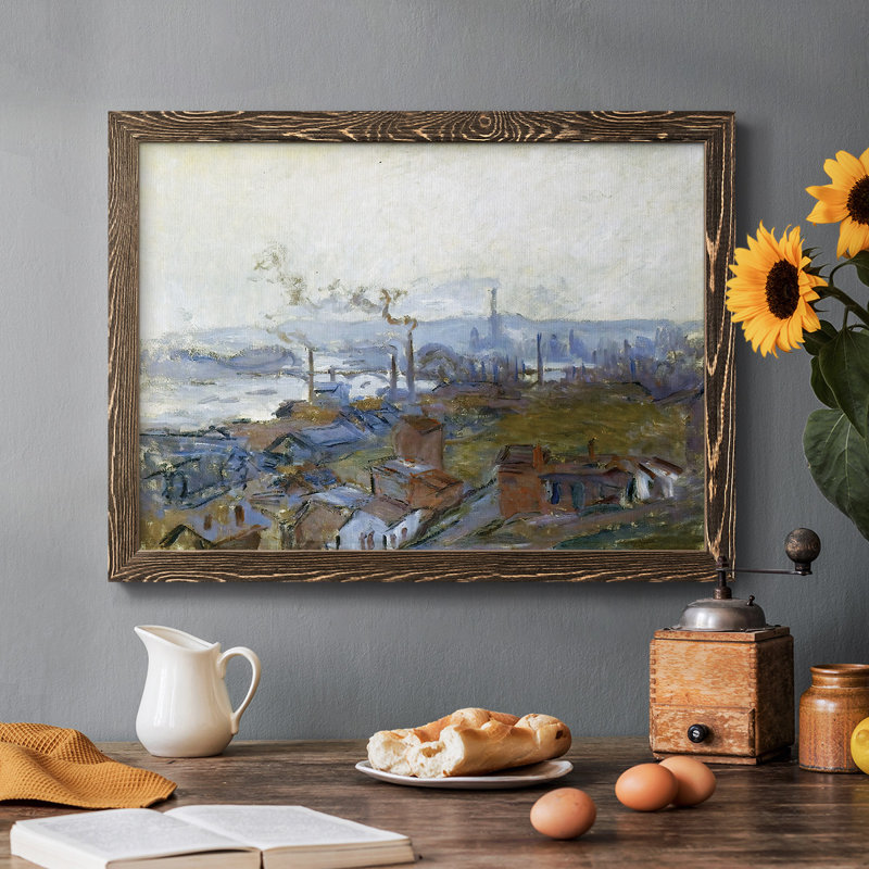Vue de Rouen vue de la côte Sainte, reproduction d'art sur toile, Noyer, H 26 po x l 38 po