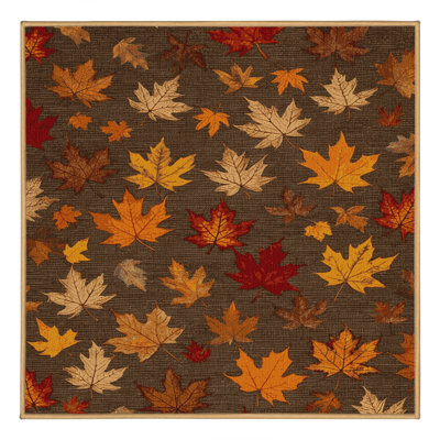 Machine Washable Botanical Brown Area Rug