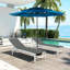Parasol en aluminium à 3 niveaux pour terrasse de piscine - Auvent bleu foncé, robuste et pour l'extérieur dans un patio robuste, une terrasse, une table de marché-129983301